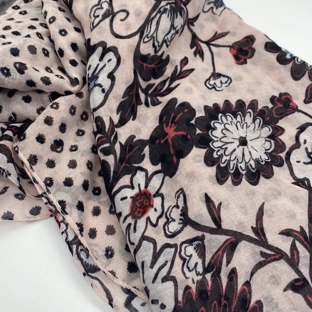 ✨🪷 BoHo Pinkish Beige Floral Wrap Around Infinity Scarf 🧣 ✨